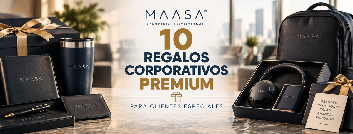 10 regalos corporativos premium para clientes especiales, con artículos personalizados de alta calidad y kits ejecutivos de MAASA.