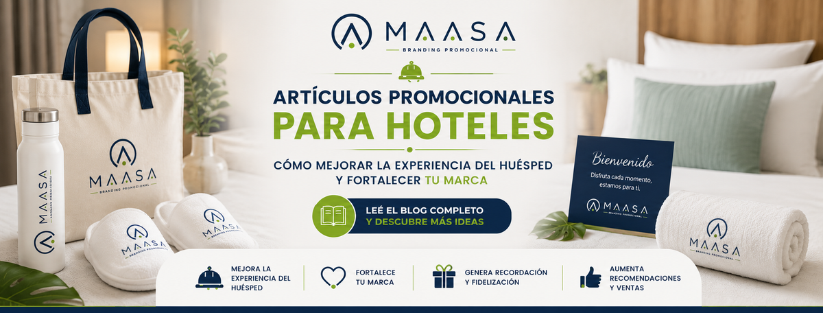 Artículos promocionales para hoteles con kit de bienvenida personalizado, pantuflas, termo y bolsa ecológica para mejorar la experiencia del huésped.