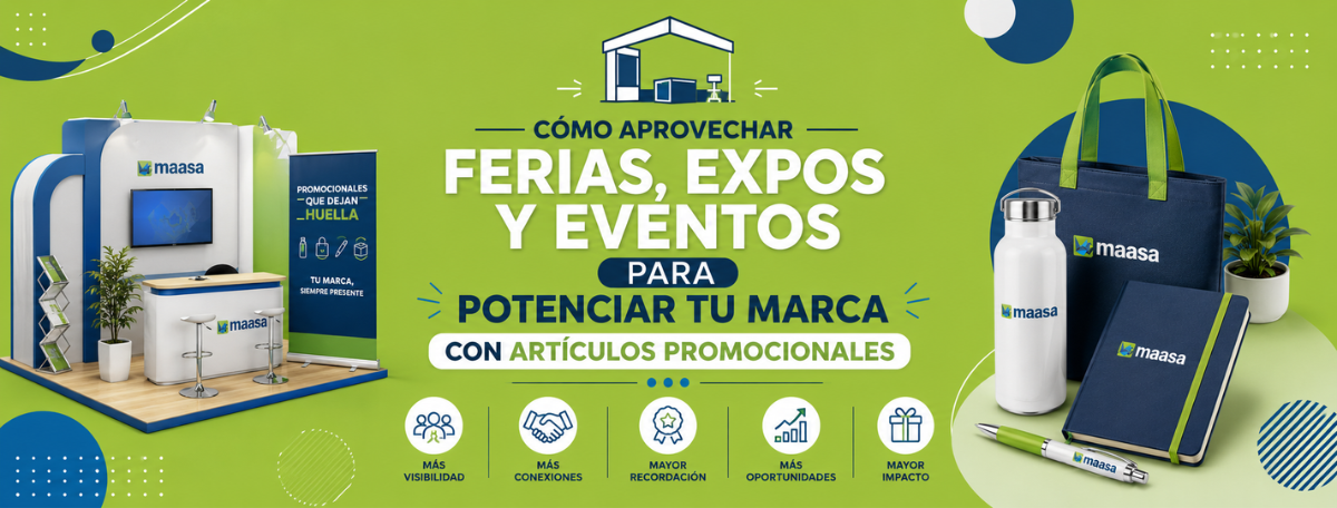 Artículos promocionales para ferias, expos y eventos corporativos con stand promocional y regalos empresariales personalizados.