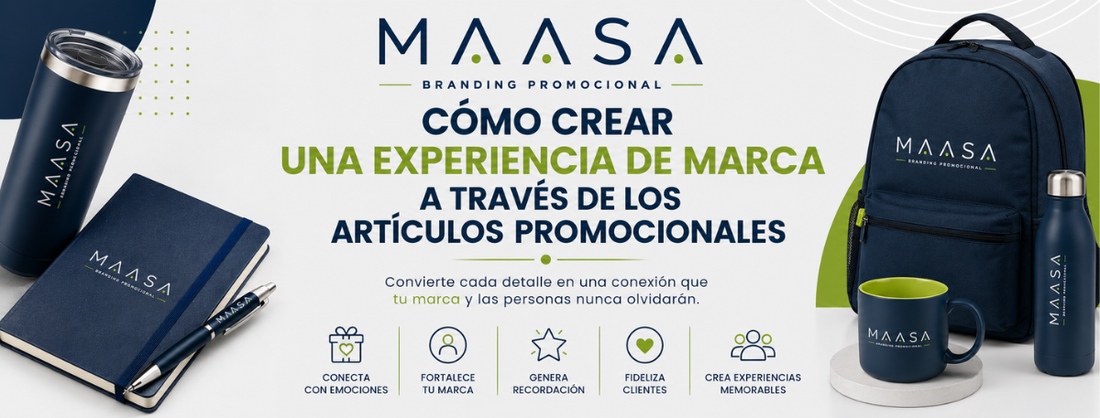 Banner sobre cómo crear una experiencia de marca a través de artículos promocionales personalizados para fortalecer el Branding Promocional de las empresas.