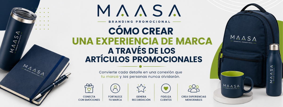 Banner sobre cómo crear una experiencia de marca a través de artículos promocionales personalizados para fortalecer el Branding Promocional de las empresas.