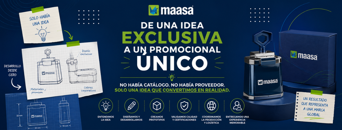 Banner del blog sobre desarrollo de artículos promocionales personalizados desde cero para empresas y marcas corporativas.