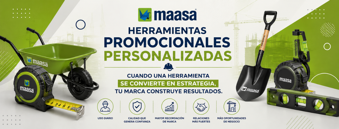 Herramientas promocionales personalizadas para constructoras y empresas de la construcción con estrategia de branding corporativo.