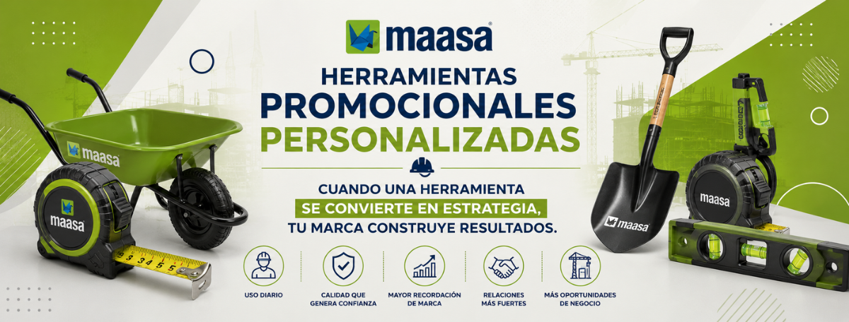 Herramientas promocionales personalizadas para constructoras y empresas de la construcción con estrategia de branding corporativo.