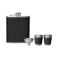Set de licorera de acero inoxidable con vasos metálicos y caja de regalo personalizado para empresas.