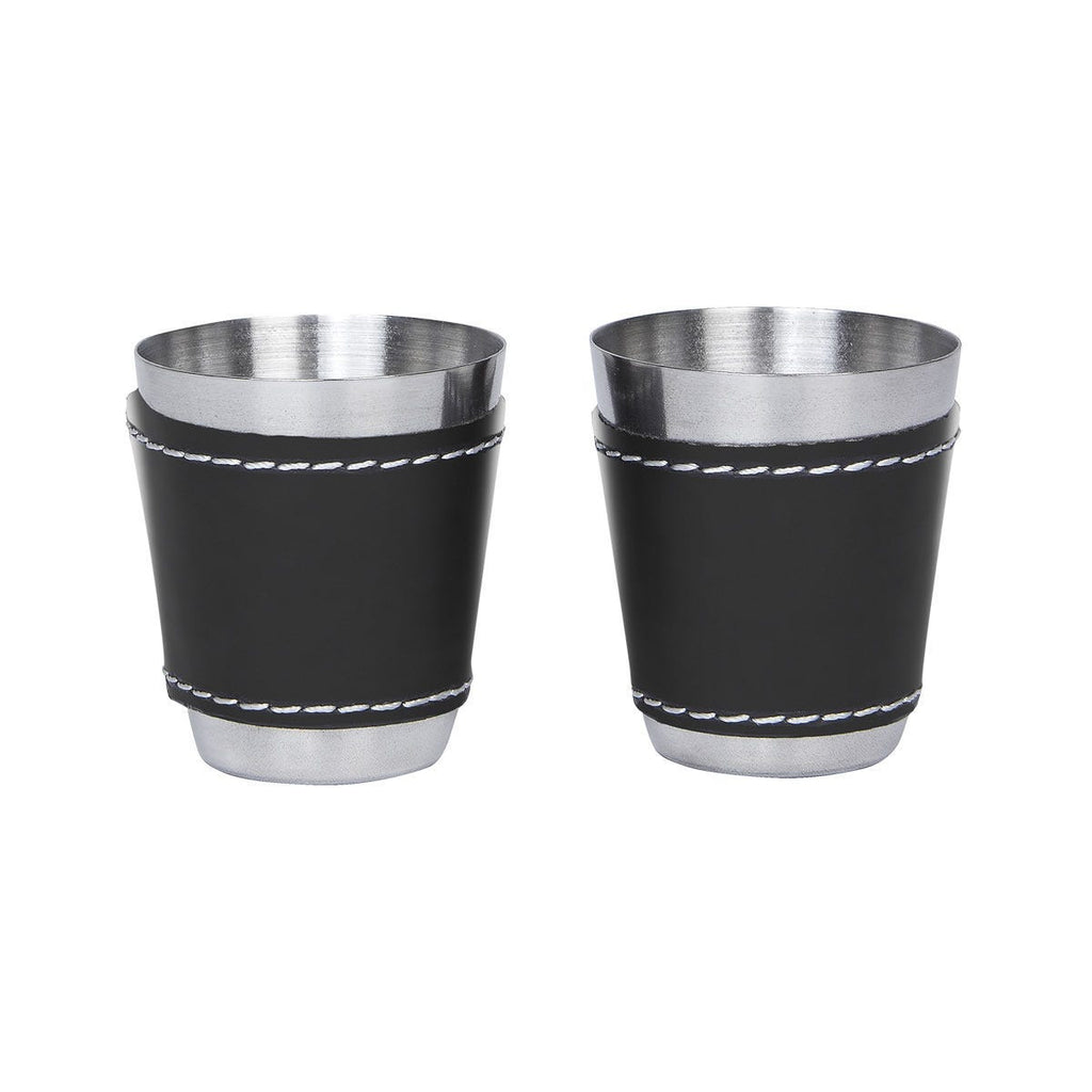 Set de licorera de acero inoxidable con vasos metálicos y caja de regalo personalizado para empresas.