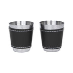 Set de licorera de acero inoxidable con vasos metálicos y caja de regalo personalizado para empresas.