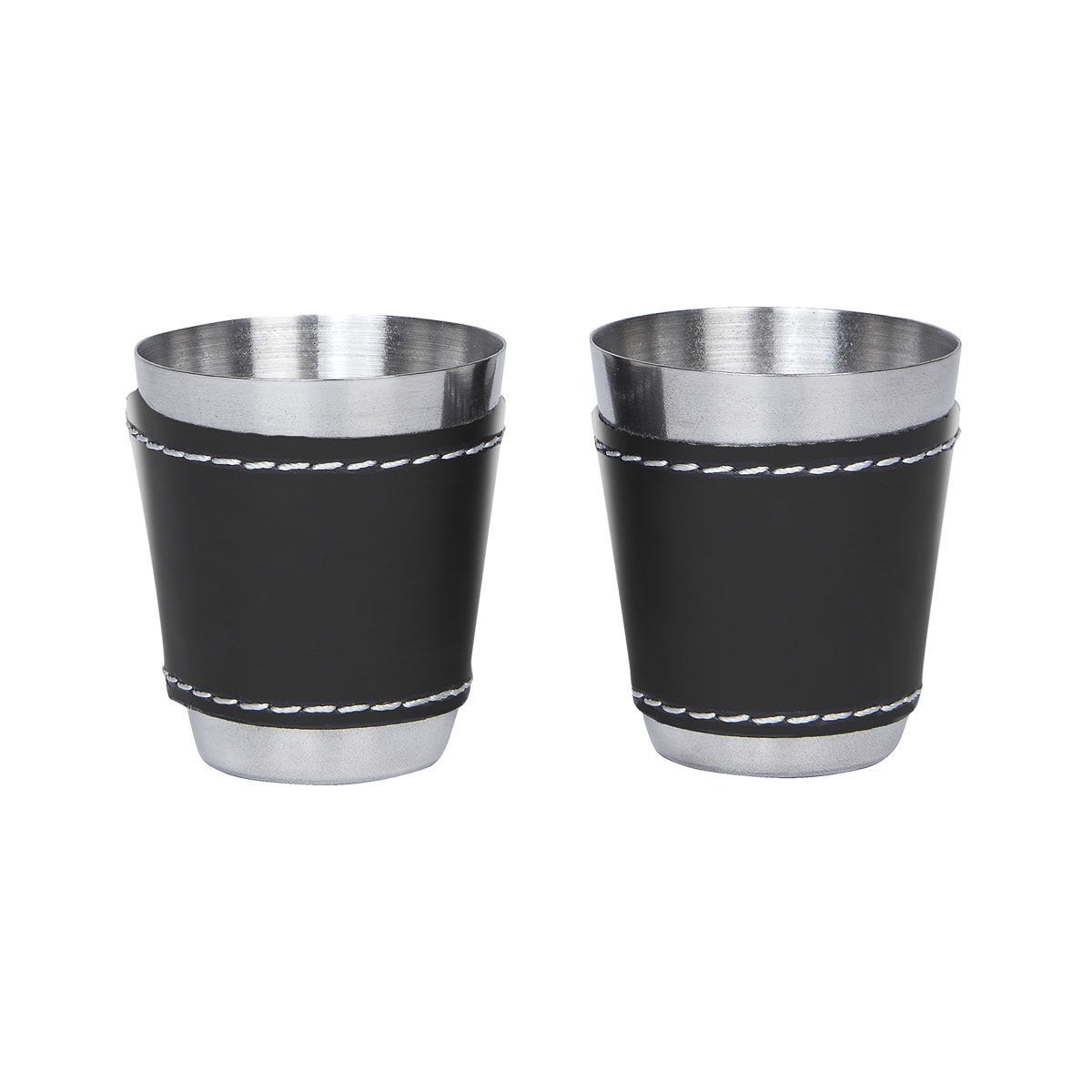 Set de licorera de acero inoxidable con vasos metálicos y caja de regalo personalizado para empresas.