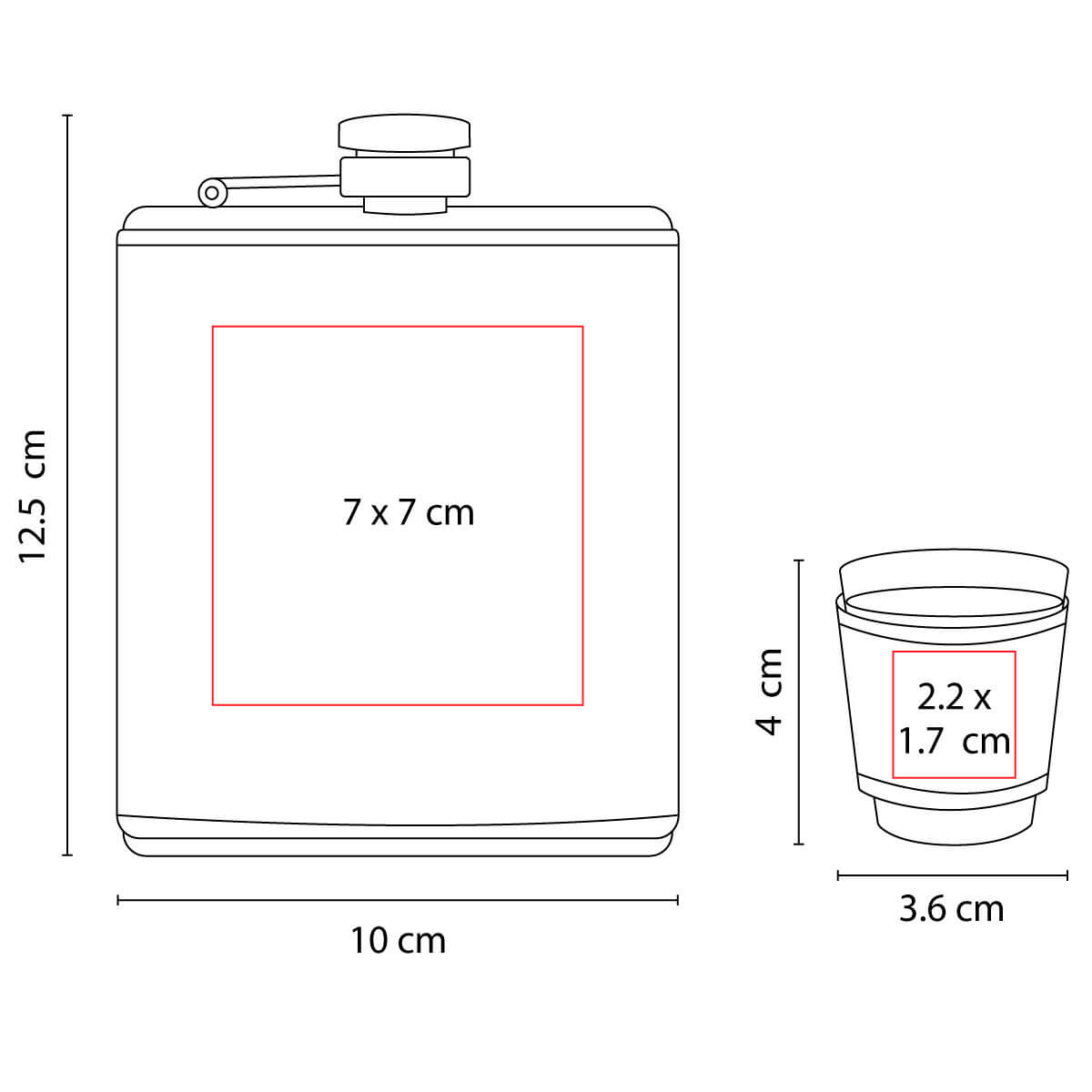 Set de licorera de acero inoxidable con vasos metálicos y caja de regalo personalizado para empresas.