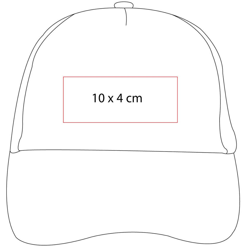 Gorra personalizada de 5 gajos con malla trasera, broche ajustable y personalización para empresas.