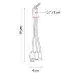 Cable cargador multi conector personalizado compatible con USB, micro USB, tipo C y 8 pin para empresas.