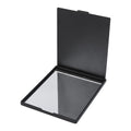 Espejo rectangular de bolsillo con tapa abatible que funciona como base, personalizable para marcas de belleza.