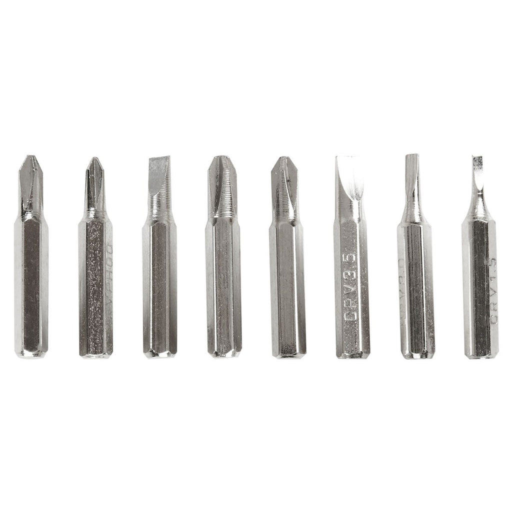 Desarmador de bolsillo de metal con 8 puntas intercambiables personalizado para empresas.