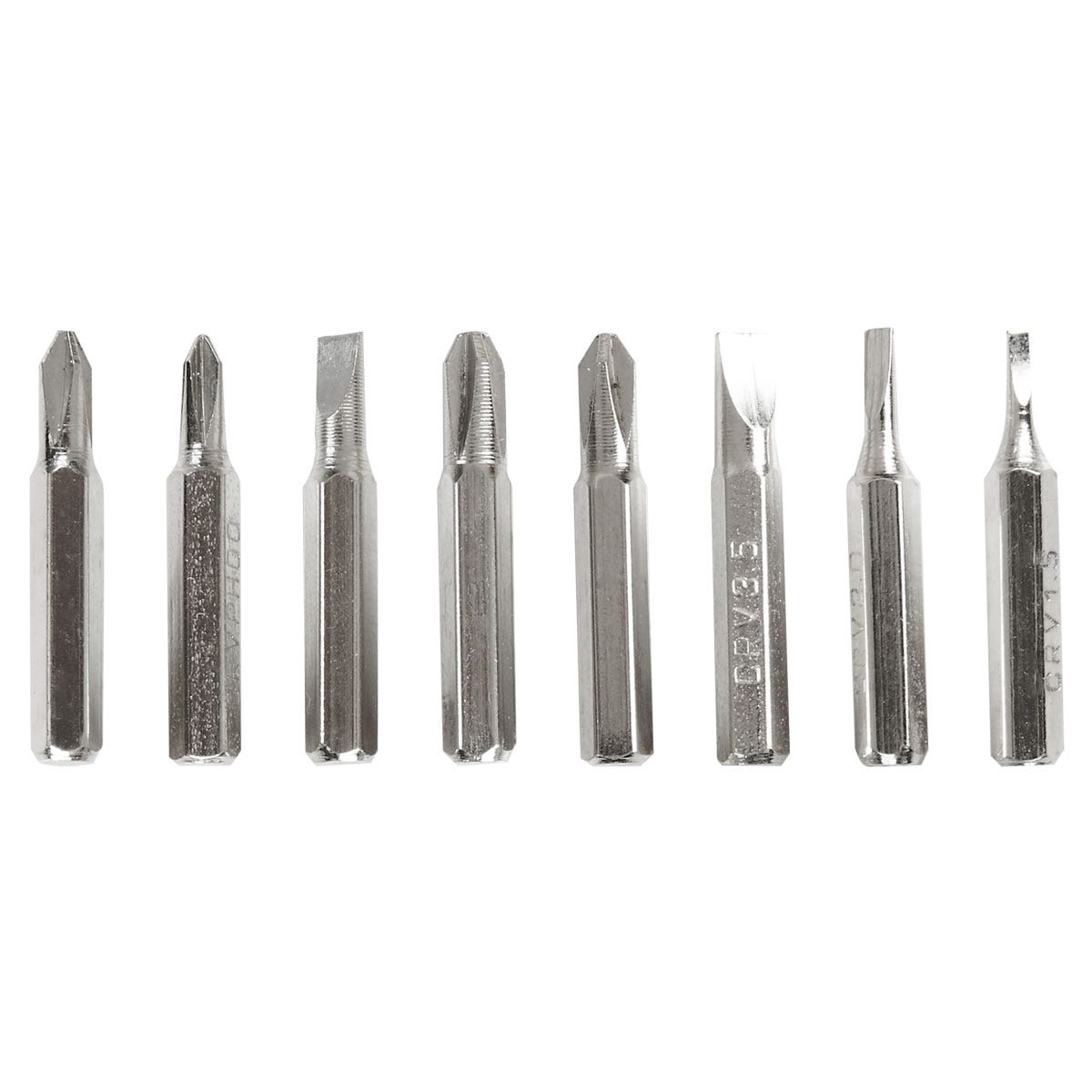 Desarmador de bolsillo de metal con 8 puntas intercambiables personalizado para empresas.