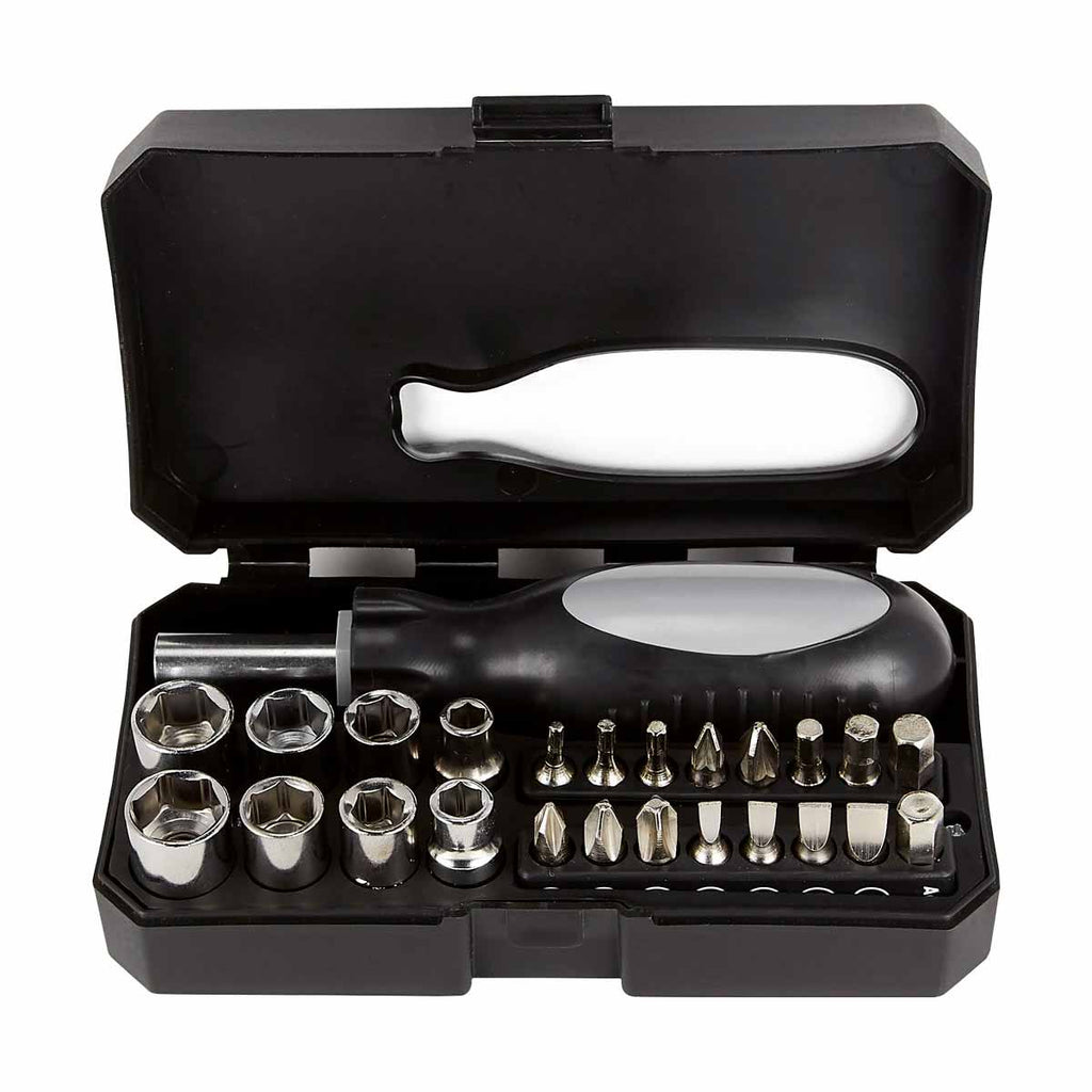 Kit de desarmador con 16 puntas y 8 dados intercambiables personalizado para empresas.