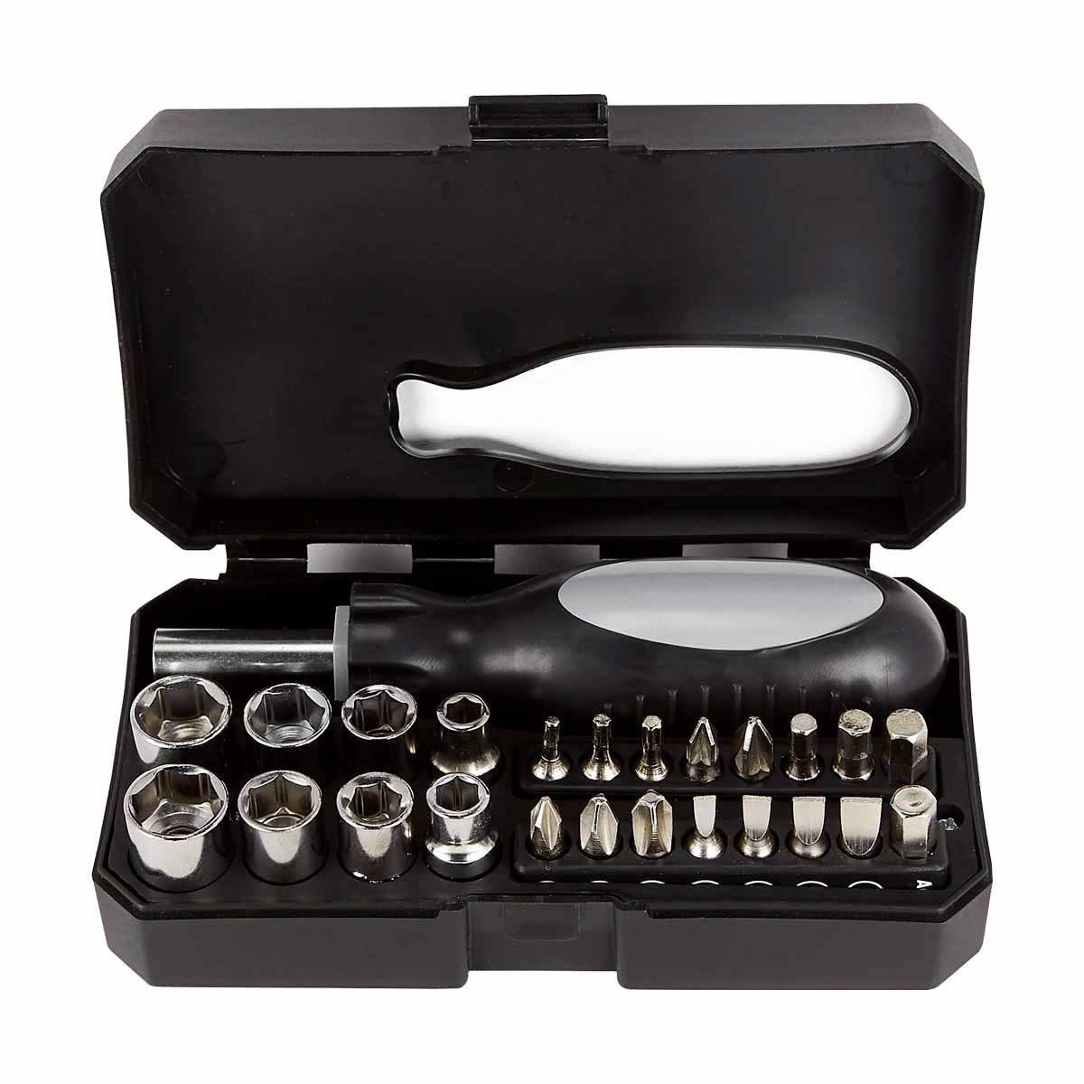 Kit de desarmador con 16 puntas y 8 dados intercambiables personalizado para empresas.