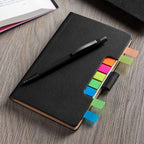 Libreta ejecutiva personalizada con bolígrafo, notas adhesivas de colores y cubierta de curpiel para empresas | Maasa