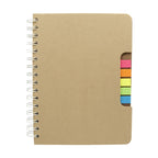 Libreta ecológica personalizada con 100 hojas, bolígrafo y banderillas de colores para empresas.