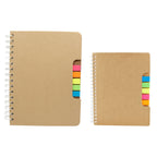 Libreta ecológica personalizada con 100 hojas, bolígrafo y banderillas de colores para empresas.