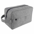 Neceser de viaje de poliéster personalizado con asa y compartimentos con cierre para empresas.