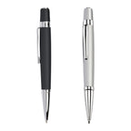 Bolígrafo ejecutivo de acero inoxidable personalizado con mecanismo twist y estuche para empresas.