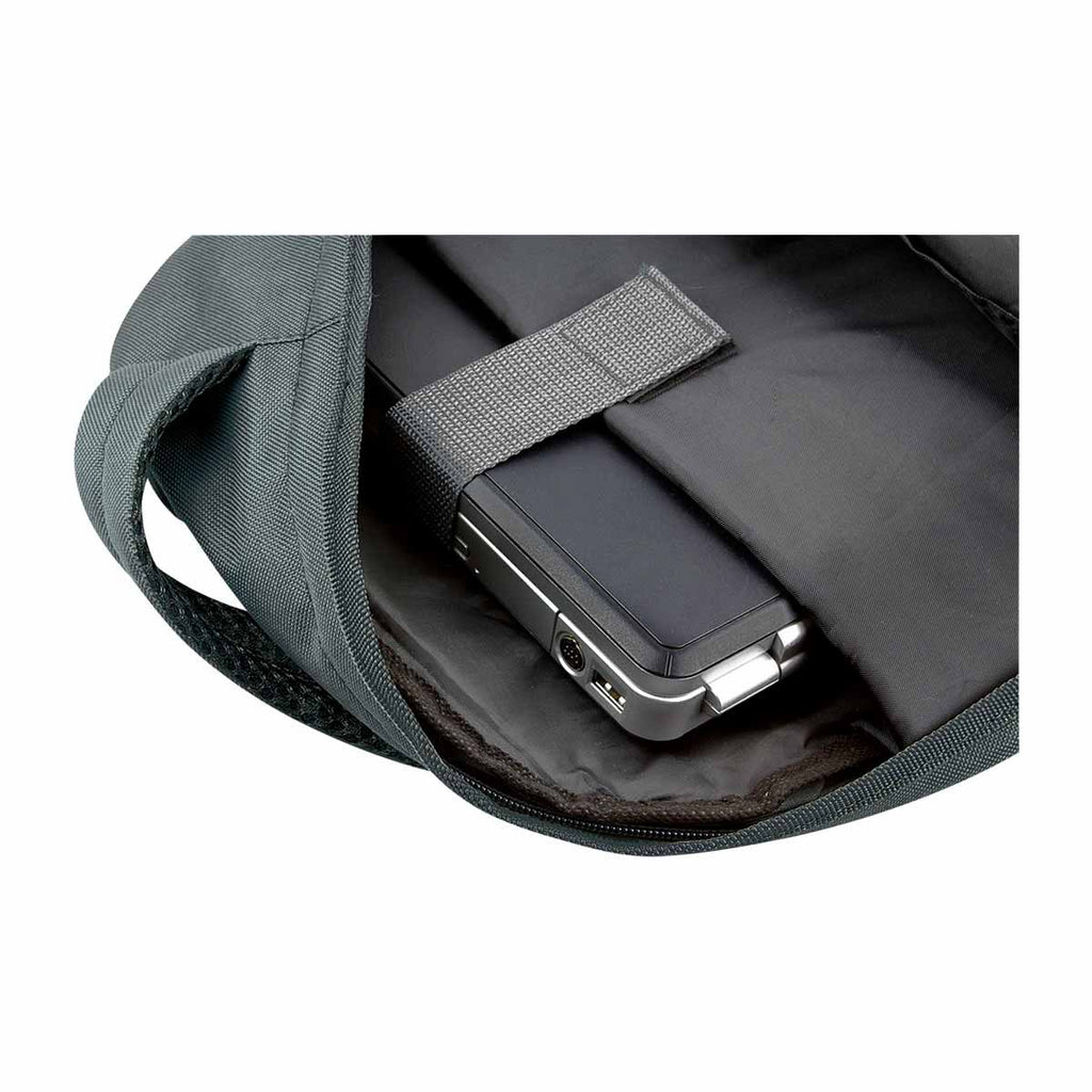 Mochila escolar personalizada para empresas con compartimento para laptop de 14 pulgadas y organizador frontal para accesorios.