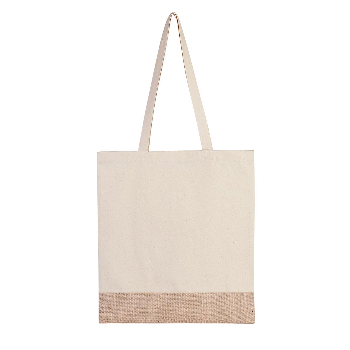 Bolsa ecológica personalizada de yute y algodón con asas resistentes para eventos corporativos y promociones empresariales.