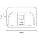 Neceser personalizado de poliéster con placa metálica para grabado láser y compartimento frontal con doble cierre.