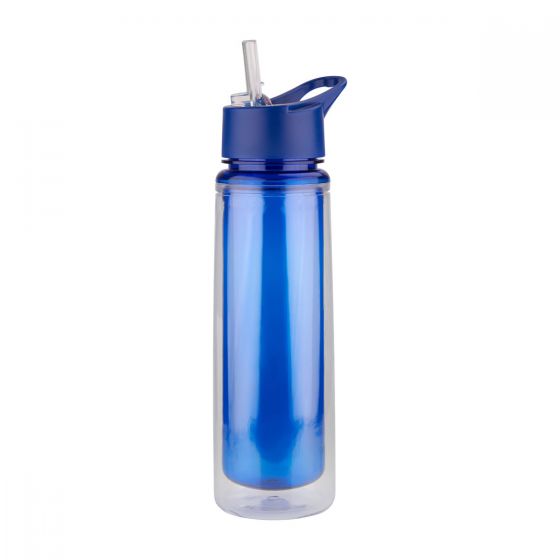 Cilindro personalizado de doble pared de 610 ml con popote, tapa de rosca y asa para empresas.