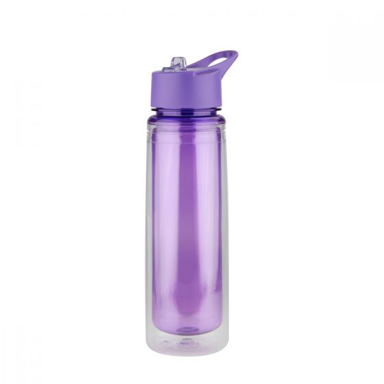 Cilindro personalizado de doble pared de 610 ml con popote, tapa de rosca y asa para empresas.