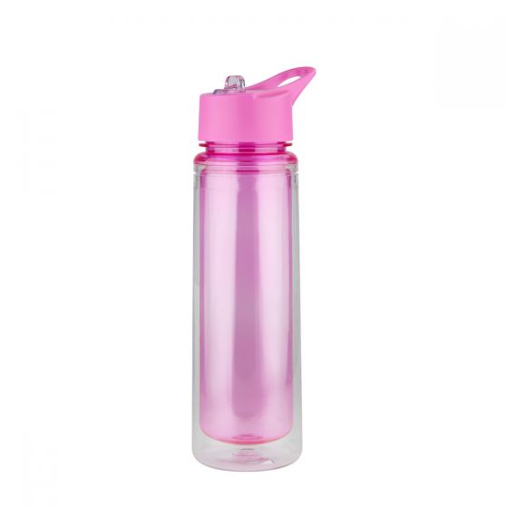 Cilindro personalizado de doble pared de 610 ml con popote, tapa de rosca y asa para empresas.