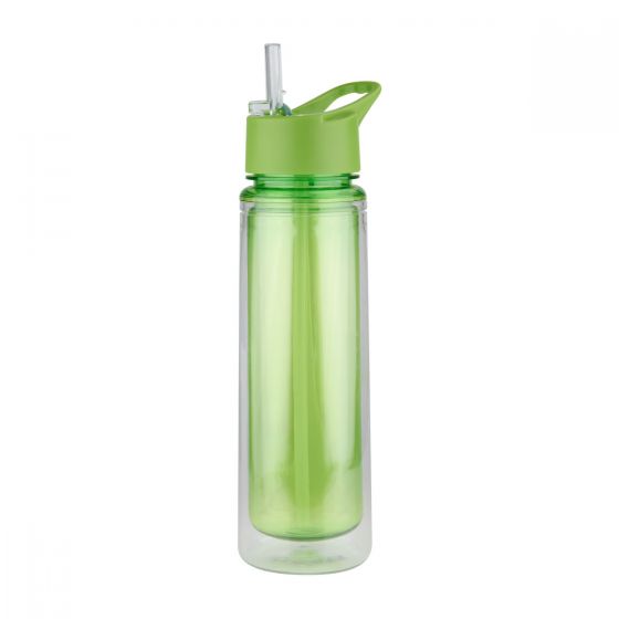 Cilindro personalizado de doble pared de 610 ml con popote, tapa de rosca y asa para empresas.