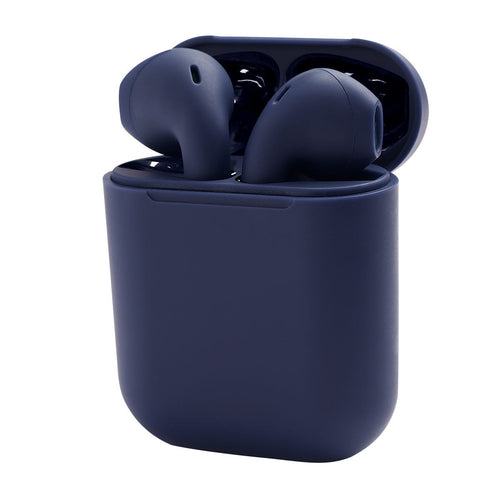 Audífonos Bluetooth personalizados con estuche de carga y control táctil para empresas.