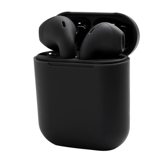 Audífonos Bluetooth personalizados con estuche de carga y control táctil para empresas.