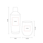 Set para preparación de bebidas con shaker y vaso de acero inoxidable personalizado para empresas.