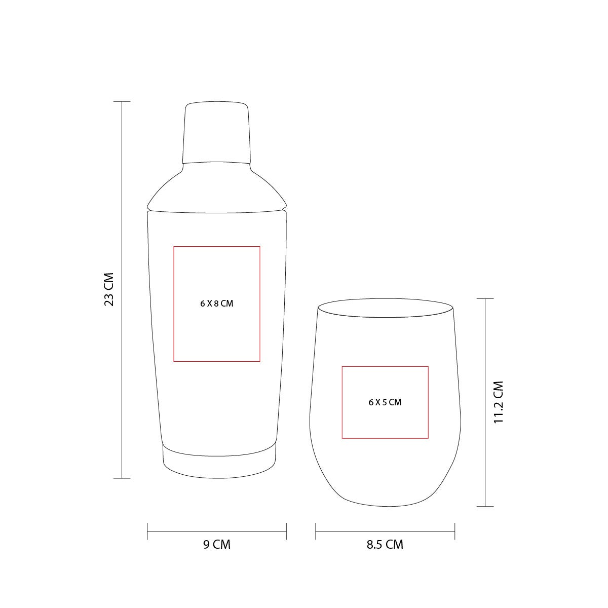 Set para preparación de bebidas con shaker y vaso de acero inoxidable personalizado para empresas.