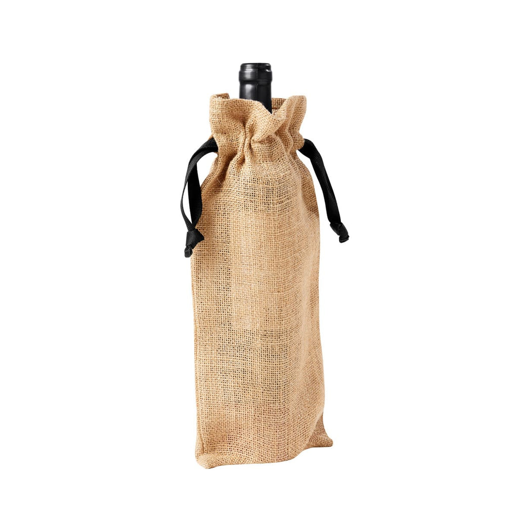 Bolsa de yute para botella de vino personalizada con logotipo para regalos corporativos.
