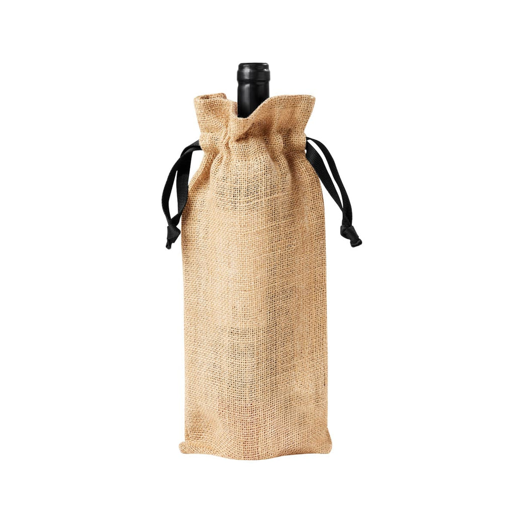 Bolsa de yute para botella de vino personalizada con logotipo para regalos corporativos.