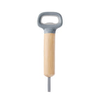 Destapador de bambú y acero inoxidable con asa de silicón personalizado para empresas.