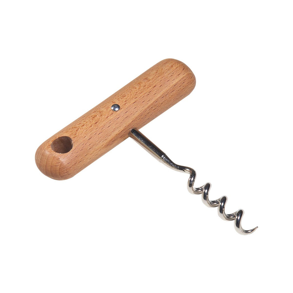 Sacacorchos de madera de haya y acero inoxidable personalizado para regalos corporativos.