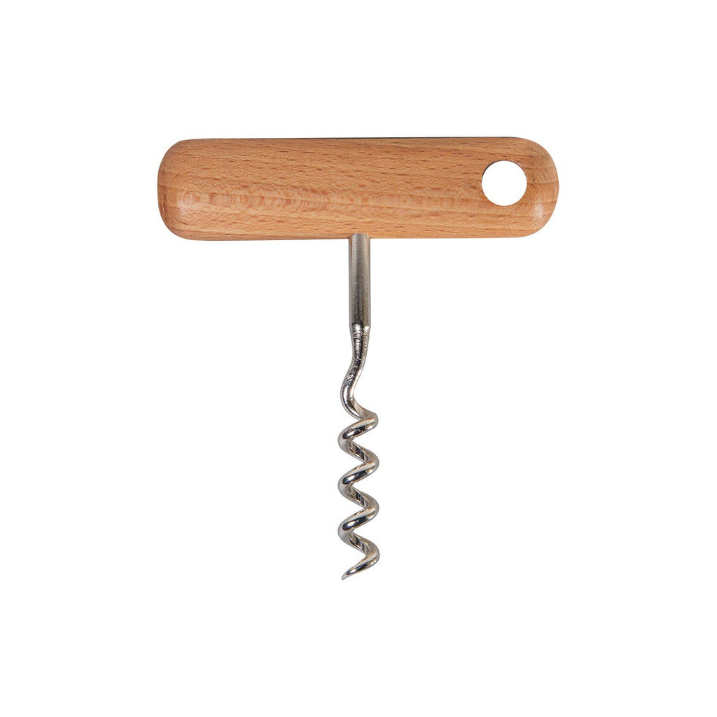 Sacacorchos de madera de haya y acero inoxidable personalizado para regalos corporativos.