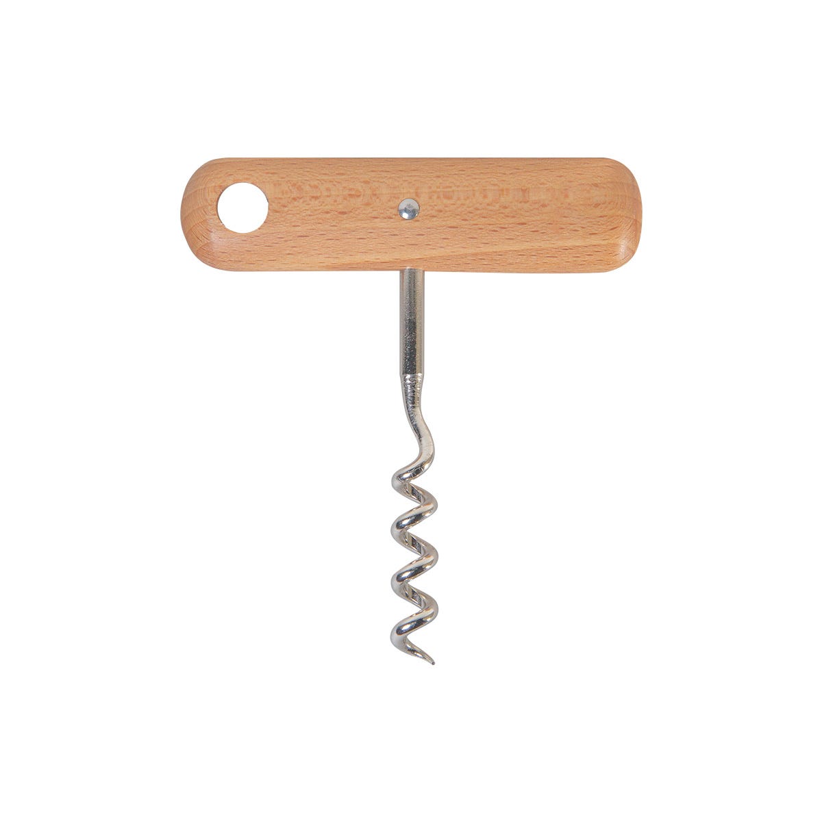 Sacacorchos de madera de haya y acero inoxidable personalizado para regalos corporativos.