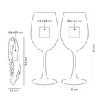 Set de dos copas de cristal y sacacorchos en caja para regalo corporativo personalizado.