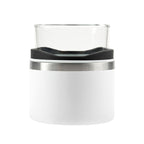 Vaso de cristal para whisky con porta vaso de acero inoxidable personalizado para regalos corporativos.