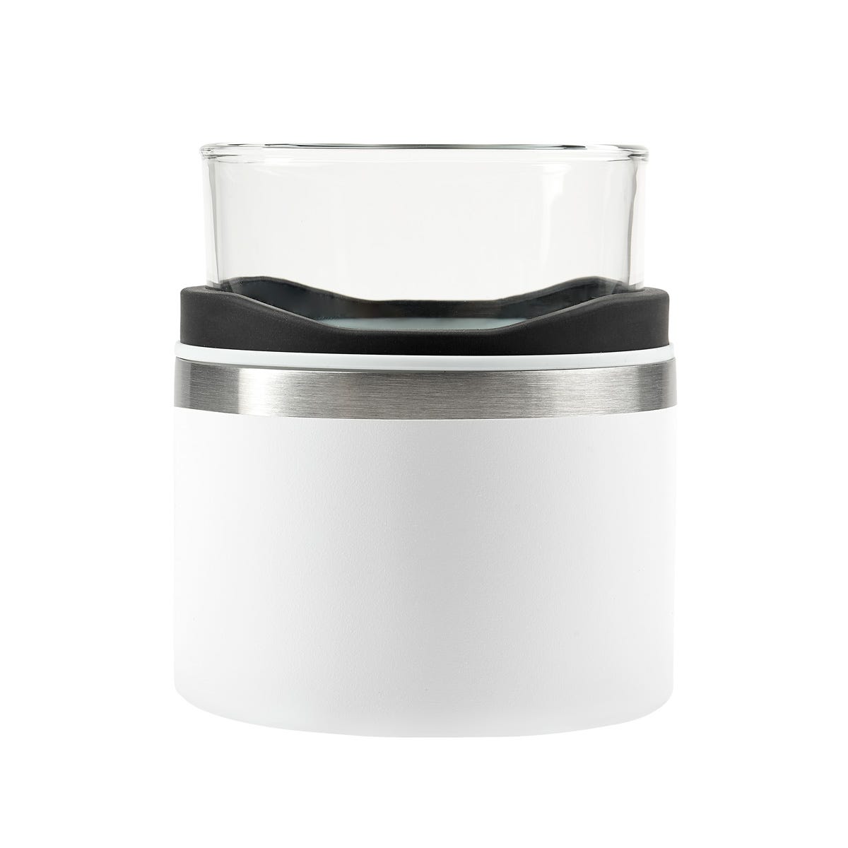 Vaso de cristal para whisky con porta vaso de acero inoxidable personalizado para regalos corporativos.