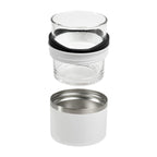 Vaso de cristal para whisky con porta vaso de acero inoxidable personalizado para regalos corporativos.