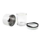 Vaso de cristal para whisky con porta vaso de acero inoxidable personalizado para regalos corporativos.