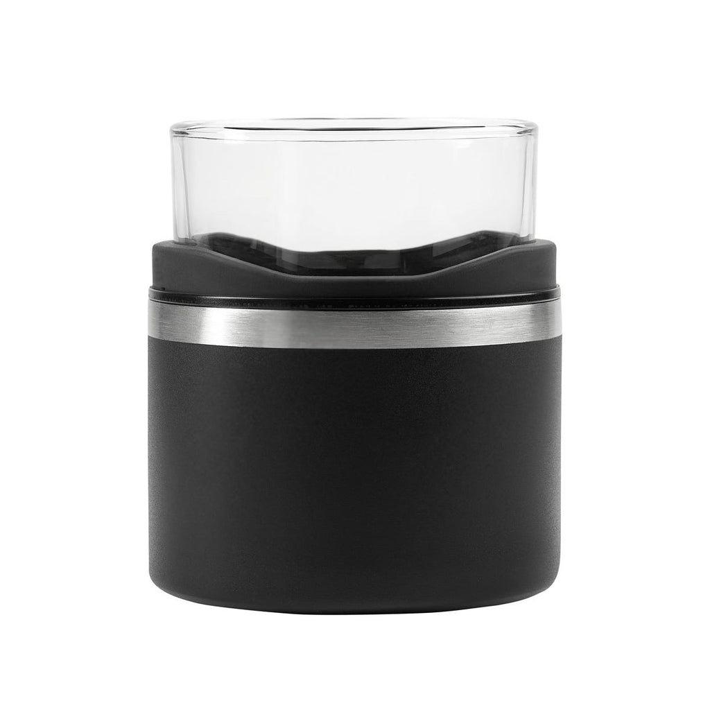 Vaso de cristal para whisky con porta vaso de acero inoxidable personalizado para regalos corporativos.