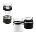 Vaso de cristal para whisky con porta vaso de acero inoxidable personalizado para regalos corporativos.