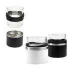 Vaso de cristal para whisky con porta vaso de acero inoxidable personalizado para regalos corporativos.